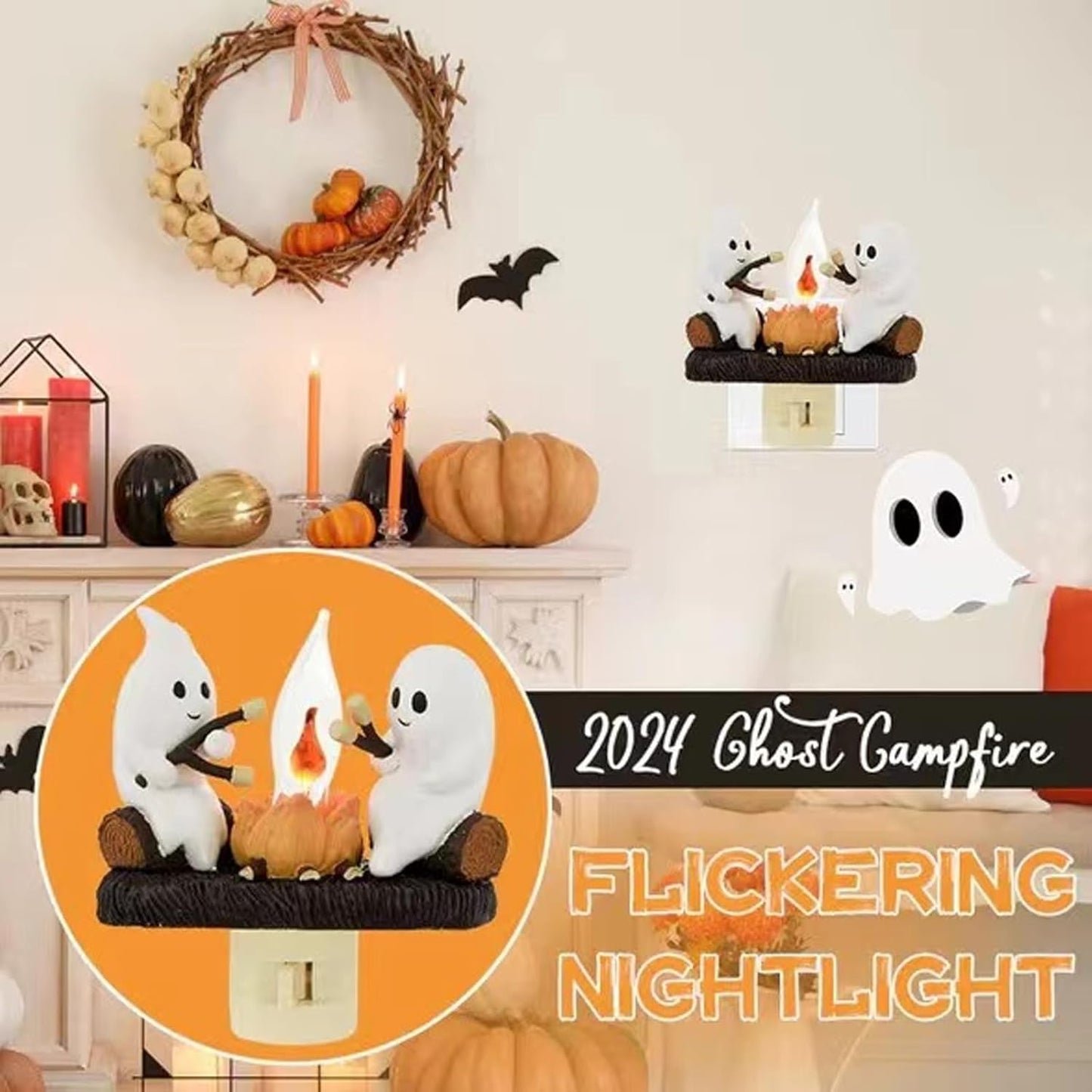 Chase away the chills with the Campfire Haunt Flicker Nightlight