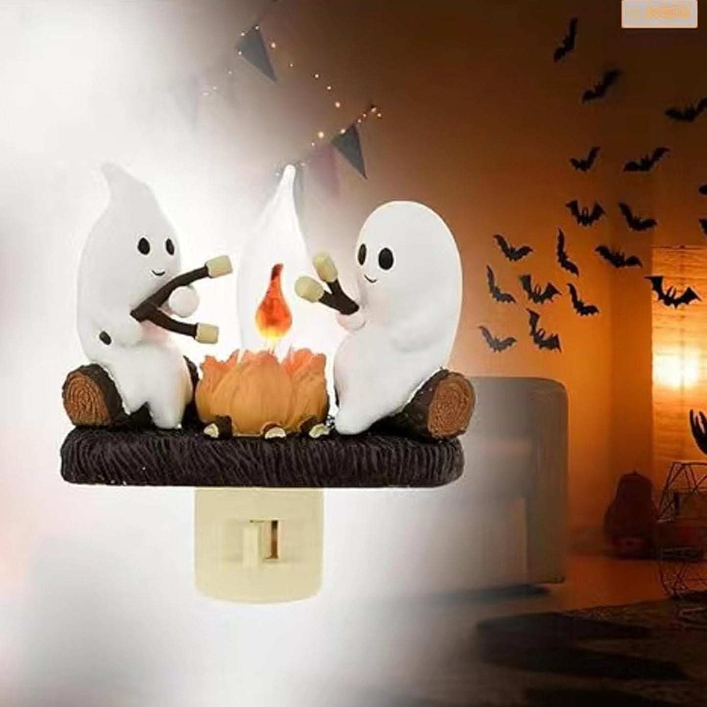 Chase away the chills with the Campfire Haunt Flicker Nightlight