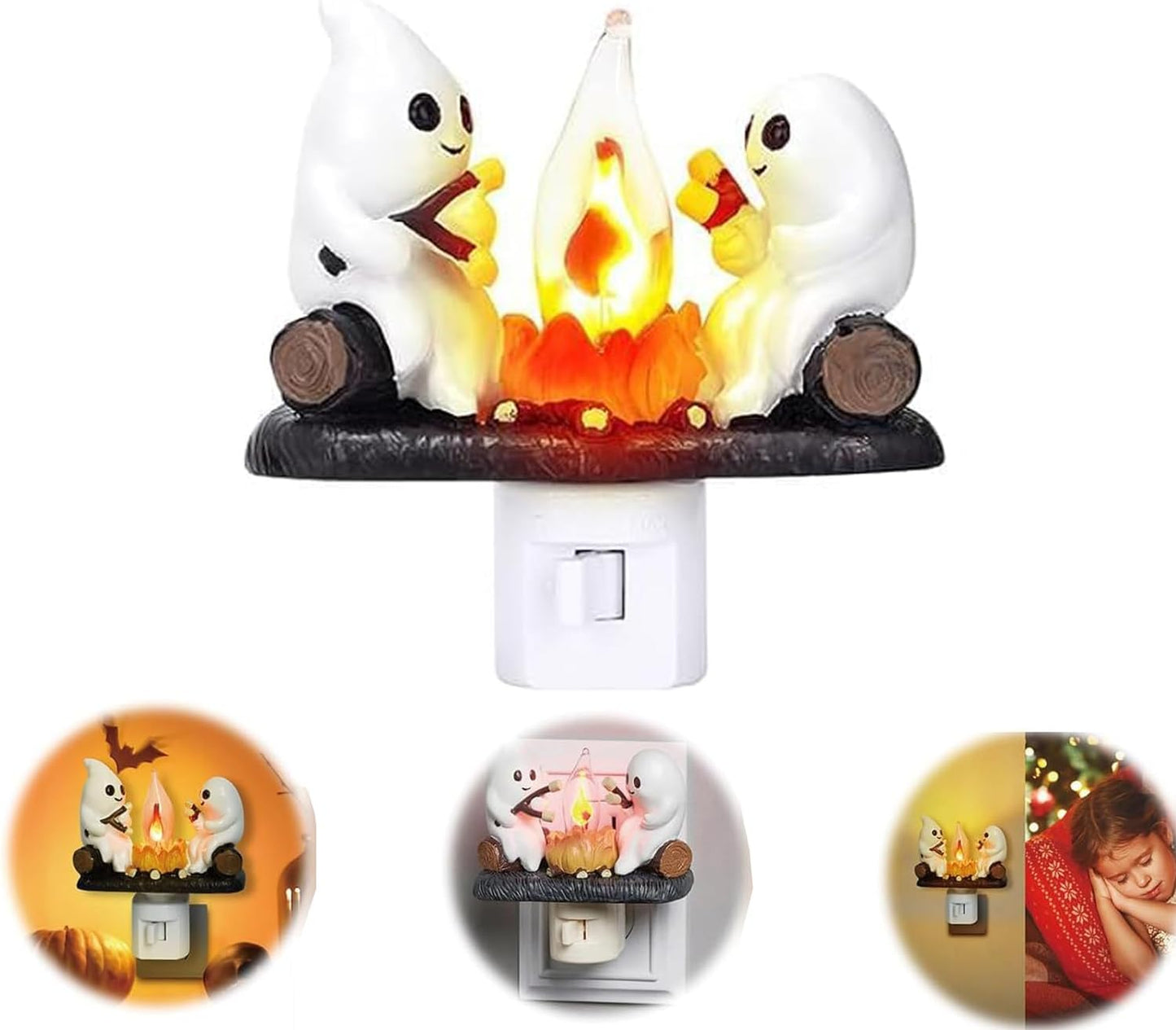 Chase away the chills with the Campfire Haunt Flicker Nightlight