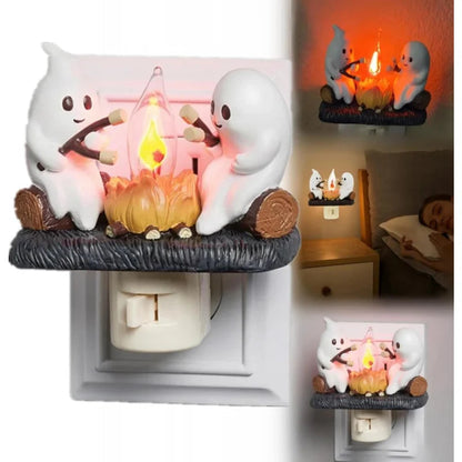 Chase away the chills with the Campfire Haunt Flicker Nightlight