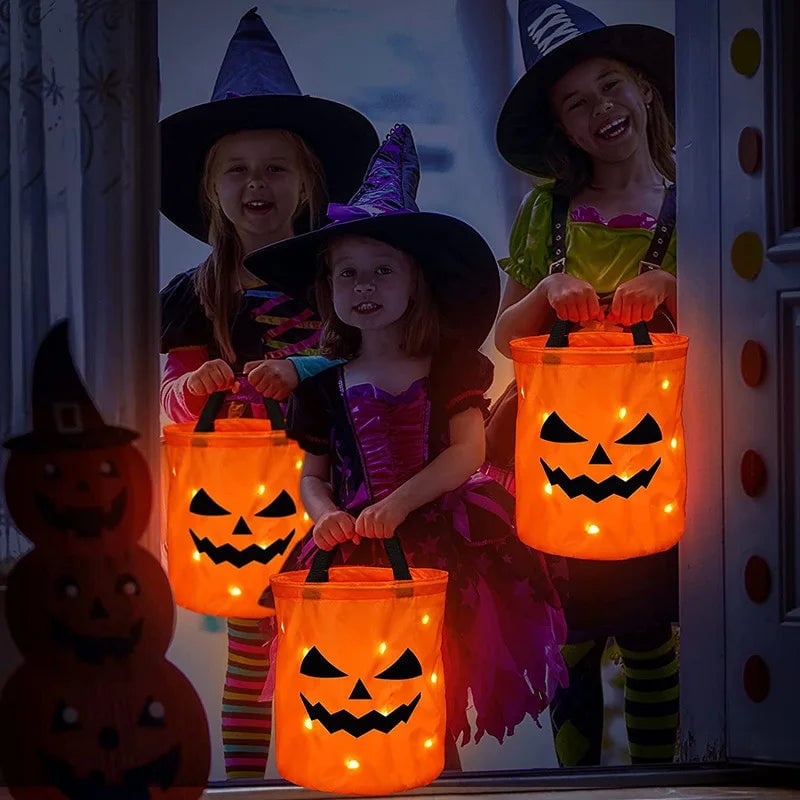 Light Up Trick or Treating With The Smile & Teeth Glow Pumpkin Candy Bags