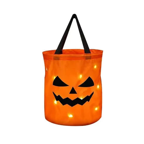 Light Up Trick or Treating With The Smile & Teeth Glow Pumpkin Candy Bags