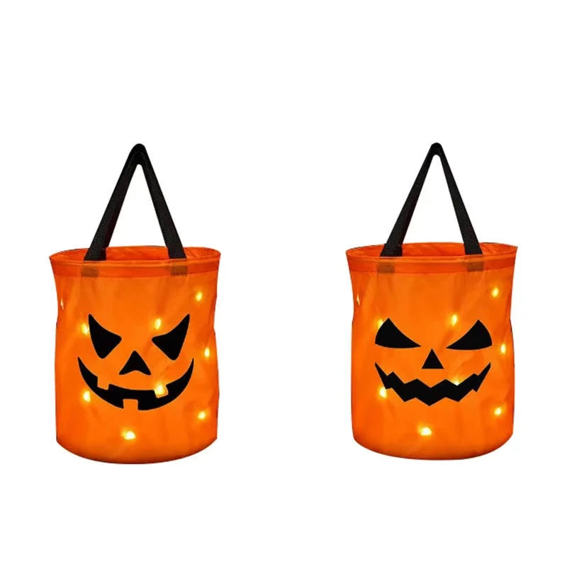 Light Up Trick or Treating With The Smile & Teeth Glow Pumpkin Candy Bags